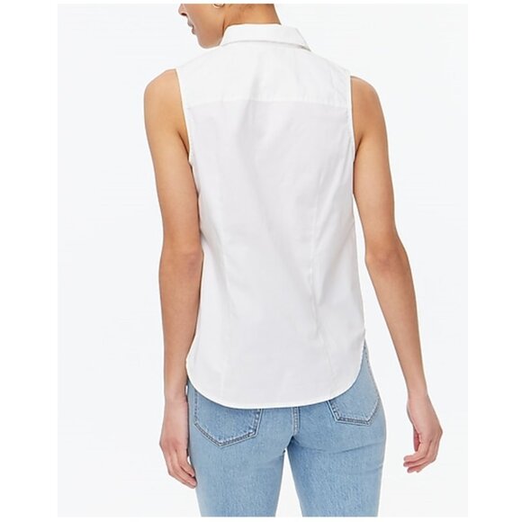 J. Crew Sleeveless Cotton Poplin Shirt Signature Fit White Size M - Picture 2 of 7